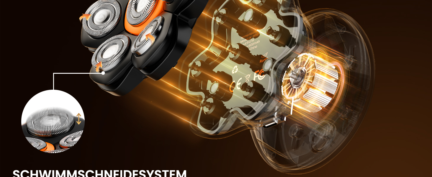 Електрична бритва для голови MAXGROOM 7D: водонепроникна, магнітна, з Type-C зарядкою, чорна