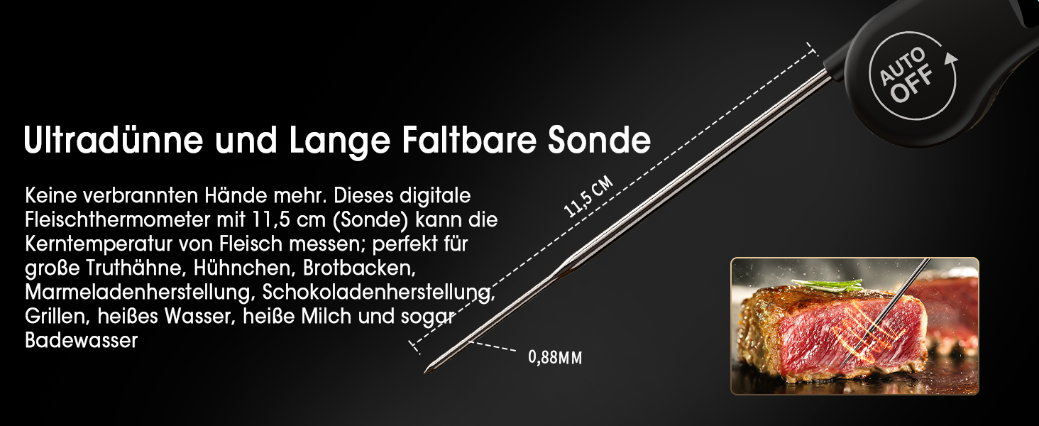 Цифровий термометр для м'яса DOQAUS: гриль, приготування їжі, кухня. Швидке зчитування, довга сонда, LCD-дисплей.