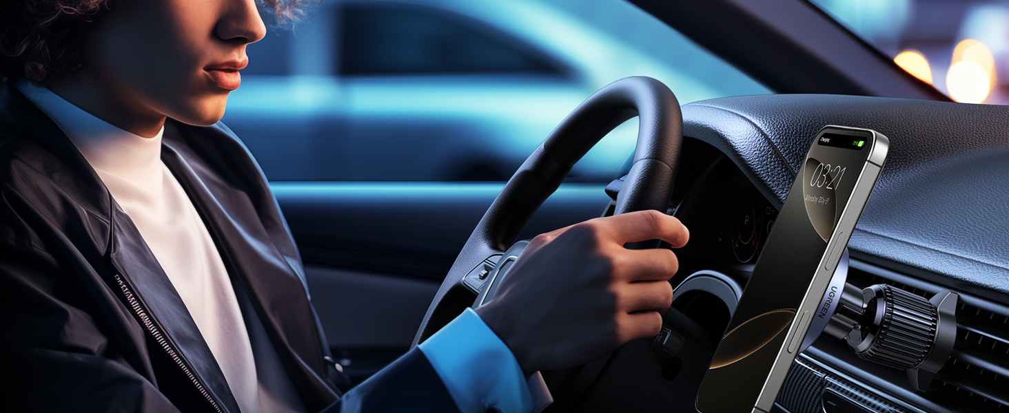 Автотримач для телефону UGREEN з MagSafe та зарядкою 15W (1M кабель) - сумісний з iPhone 17/17 Pro/17 Pro Max/16/15/14/13