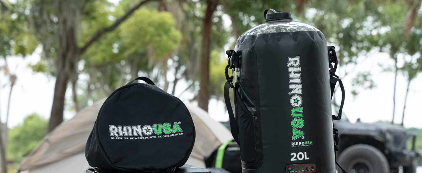 Сонячний душ Rhino USA 20 л – портативна душ для кемпінгу, фестивалів, подорожей, пляжу та відпочинку на природі. Чорний