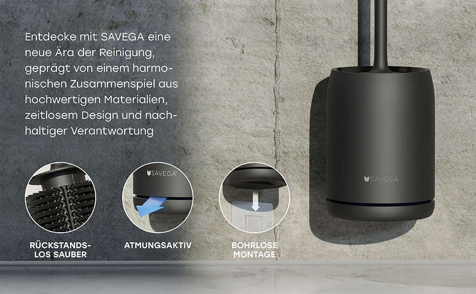 Силіконова щітка для унітазу на стіну – щітка для туалету без свердління, набір – щітка для унітазу з тримачем (чорний)