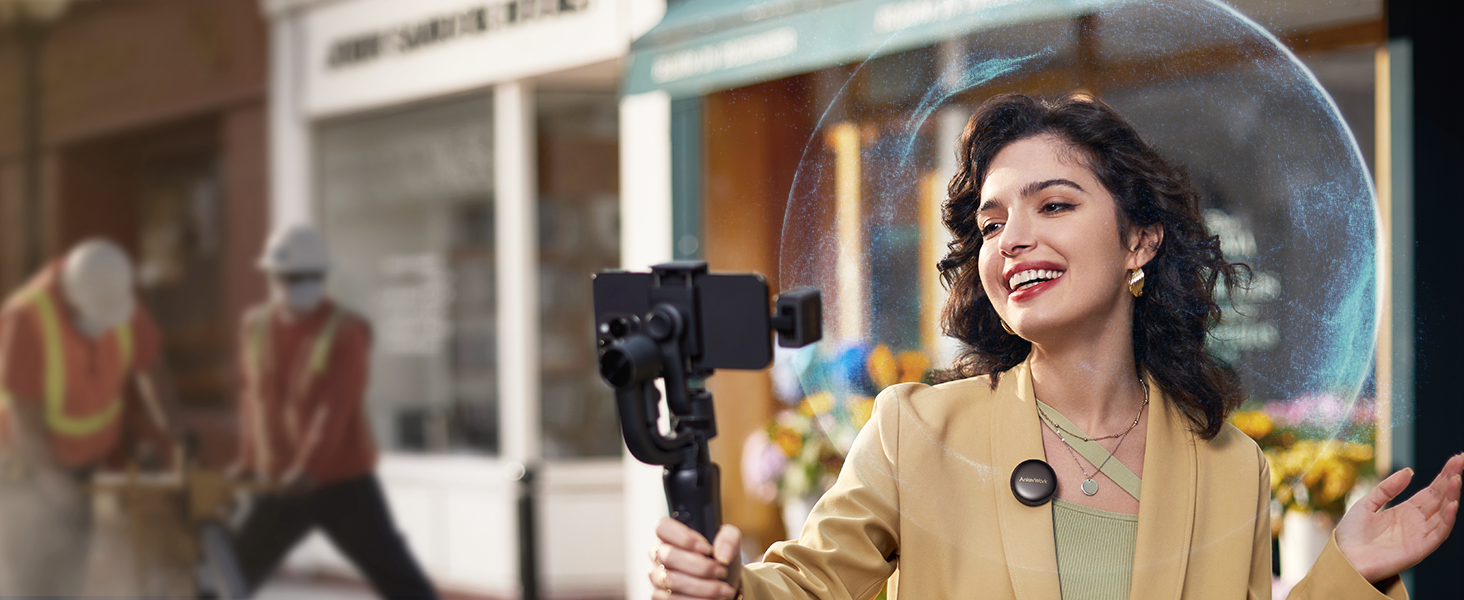 Мікрофон петличний AnkerWork M650 бездротовий, професійний, з шумозаглушенням, 2 канали, радіус дії 200м, акумулятор 15 годин, для Vlogs та стрімінгу (білий)