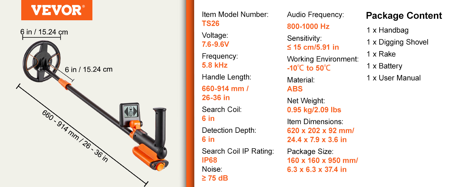 Металдетектор VEVOR Profi: професійний прилад для пошуку металу з котушкою 30 см, 7 режимів, водонепроникність IP68 (до 3 м), пошук золота, регульована ручка, Bluetooth-гарнітура, точне визначення місця розташування (15,2 см)