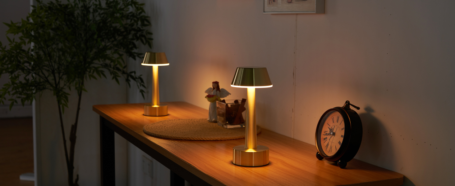 Бездротова лампа OCEST USB, акумуляторна настільна лампа для дому та саду, 3 кольори, сенсорне регулювання яскравості, золота