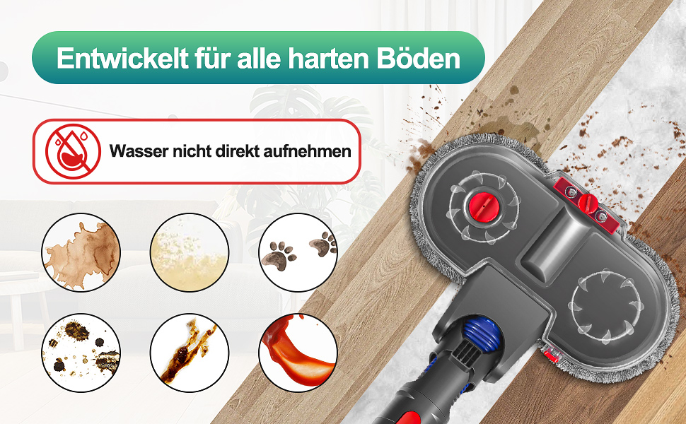 Електричний насадка для миття підлоги Dyson V11/V10/V8/V7/V15 - комплект з 12 мікрофібрами та знімним баком для води
