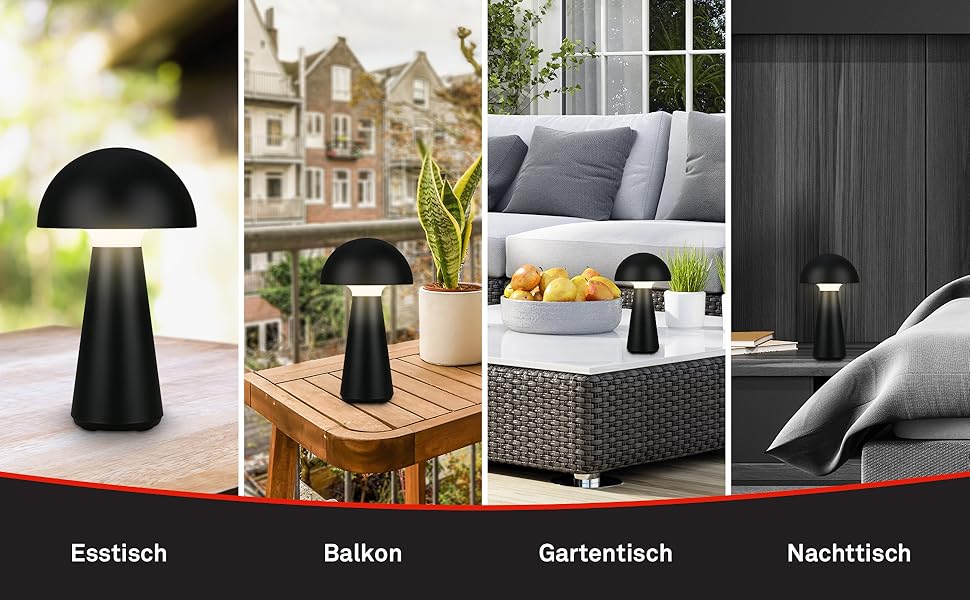 LED настільна лампа BRILONER бездротова з торшером, диммування, тепле світло, 28x16 см, чорний колір