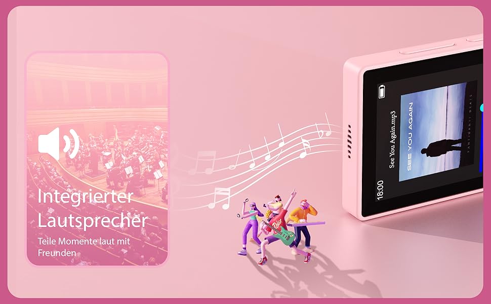 MP3 плеєр 64GB Bluetooth 5.3 з динаміком, HiFi звук, запис голосу, E-book, рожевий. Підтримка TF карти 128GB для спорту