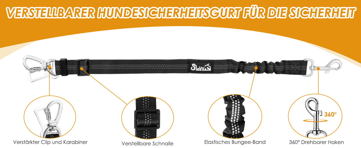 Автомобільний нашийник для собак з кріпленням для безпеки, 2 карабіни, регульований, дихаючий (Чорний, M)