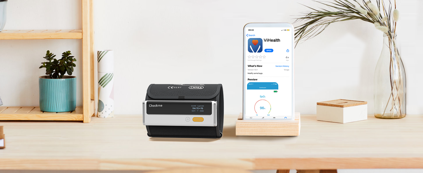 Тонометр на плече CheckMe Armfit Plus Bluetooth з ЕКГ, аналіз ЕКГ-звіту, вимірювання тиску за 30 секунд, частоти серця, підтримка кількох користувачів, сумісний з Android/iOS BP2
