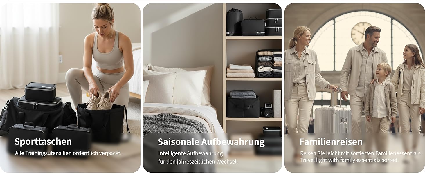 Органайзер для валізи Cipway, 5 шт. - кубики для одягу, нейлон, сірий (5PCS, чорний)