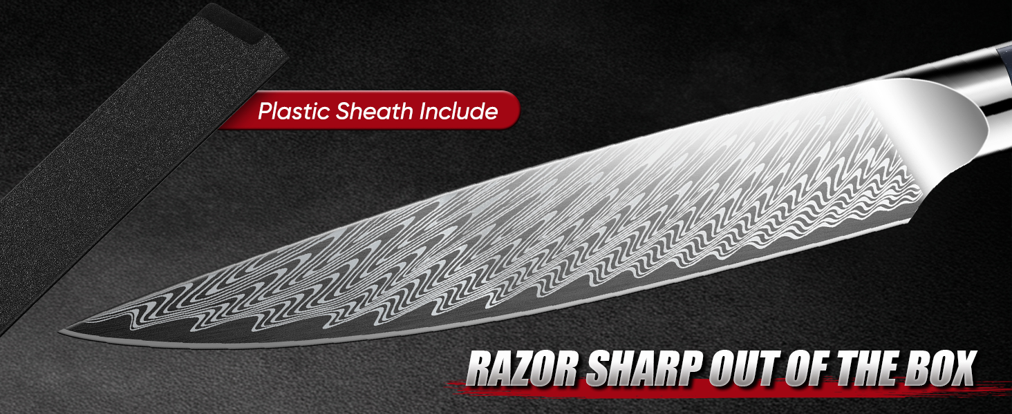 DRAGON RIOT Кухонний ніж професійний, шеф-ніж з ручкою з епоксидної смоли, з піхвою (універсальний)