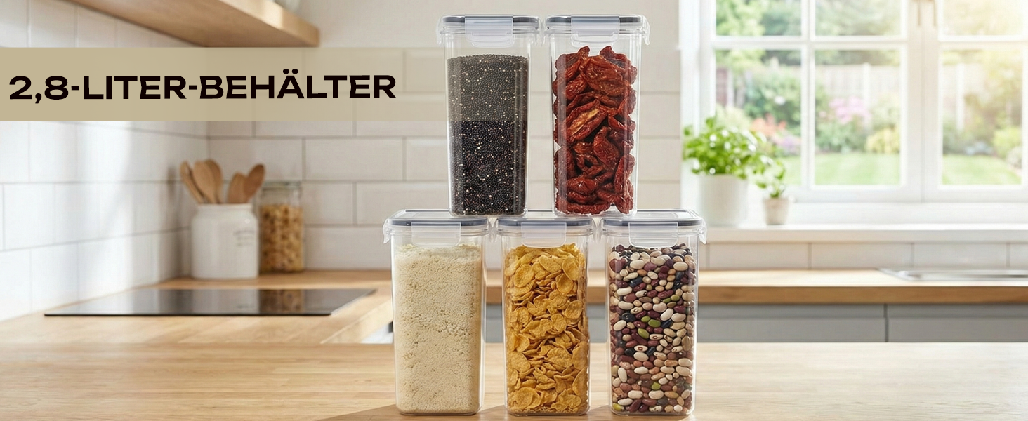 Набір контейнерів для зберігання продуктів з кришкою, 24 шт. BPA-free, великі кухонні контейнери, органайзер для борошна, цукру, круп, з ручкою та етикетками