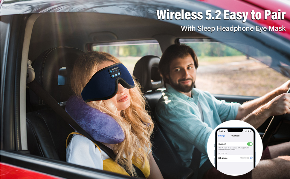Маска для сну з Bluetooth-навушниками, 3D маска для сну, бездротова музична маска для сну для тих, хто спить на боці/спині, навушники для сну (Глибокий синій)