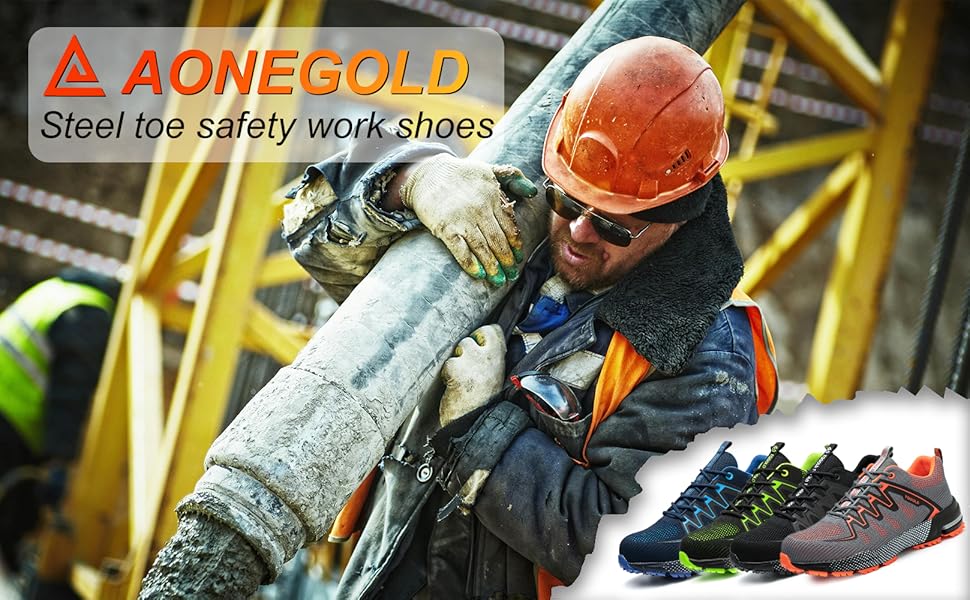 Черевики робочі AONEGOLD для чоловіків та жінок, легкі, з металевим капом, антиковзаючі, дихаючі, спортивні, розмір 36-48 EU (38 EU, 8395 Blue)