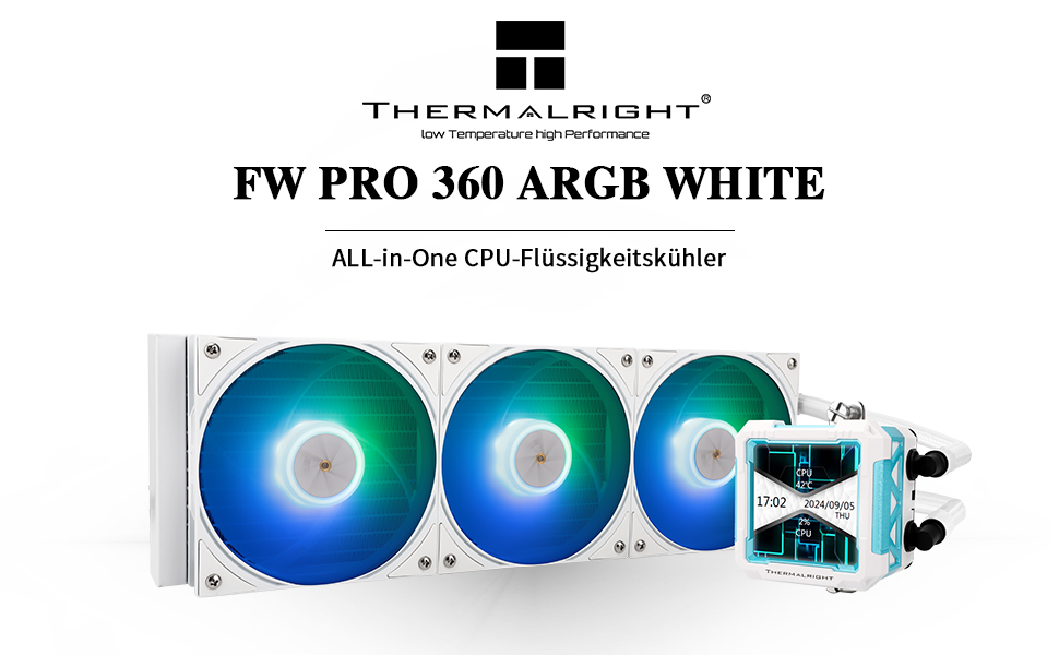 Система водяного охолодження TR FW PRO 360 ARGB AIO з IPS LCD дисплеєм 320x320, сумісна з AM5 та Intel 1700/1851, висока продуктивність, 2.73