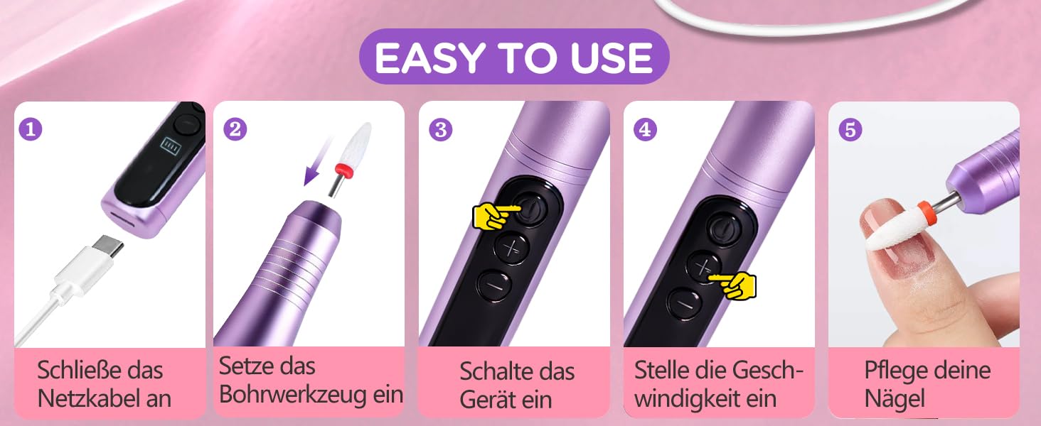 Електричний набір для манікюру та педикюру Nagelfräser 12-в-1: професійна електрична нагрівальна фреза з акумулятором 800mAh, 20000 об/хв, для початківців та салонів краси