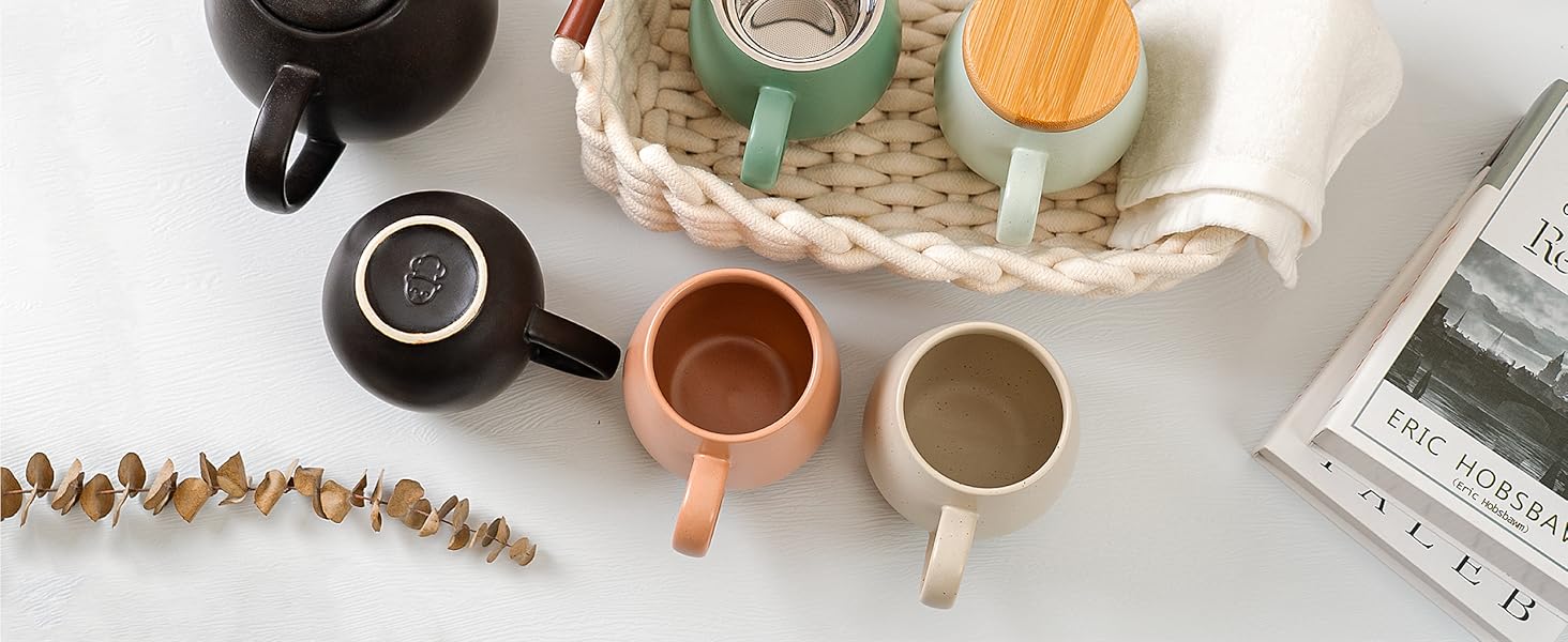 Керамічний чайник для розсипного чаю з ситечком, 1.2 л, антрацитовий (чорний)