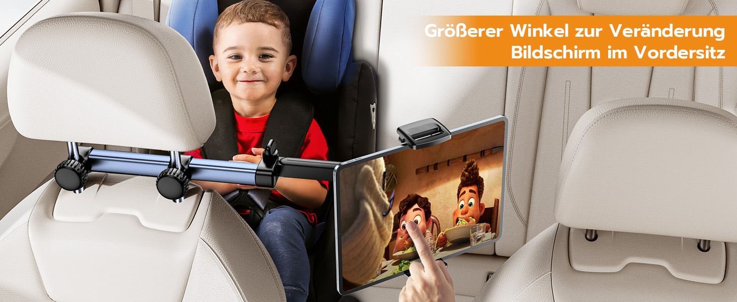 Тримач для планшету TRYONE в авто: кріплення на підголівник, 46 см, 3-в-1, для дітей, сумісний з iPad, Samsung Tab, Switch, телефонами (4.7-13 дюймів)