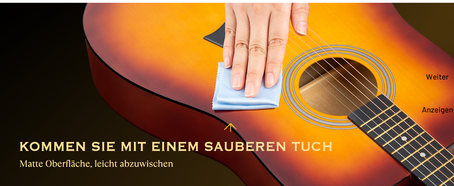 Акустична гітара CAHAYA Lindenholz CY0354: Комплект для початківців, дітей та дорослих, з чохлом, запасними струнами, каподастром, медіаторами та наклейками на лади