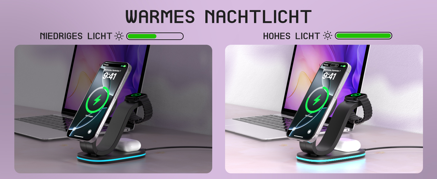 Зарядний станція Aimtel Schwanenhals 3-в-1 Qi2 MagSafe для Apple Watch, iPhone 17 Pro Max/17/16/15 та AirPods (30W, білий/чорний)