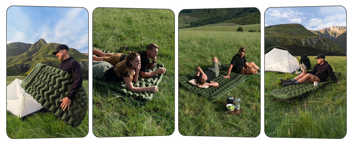 Килимок для кемпінгу Naturehike, Ultraleichte, Надувний, з інтегрованим насосом, для велосипедних походів та наметів, односпальний (з надувним мішком для зберігання, двоспальний)