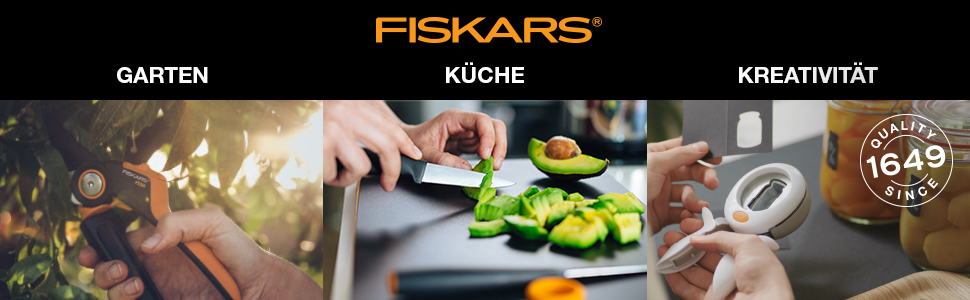 Універсальні ножиці Fiskars Cuts + More з титановим покриттям та заточувачем, розбірні леза, 23 см, чорно-помаранчеві, 1000809