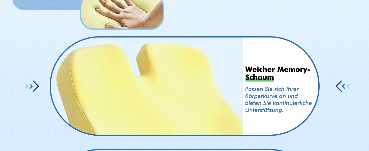 Подушка ортопедична з піни Memory Foam Benazcap для сидіння: зняття тиску, для авто, офісу, геймінгу, дому. Знімний чохол (45x41x8 см)