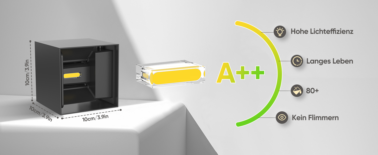 LED настінний світильник 12W, алюмінієвий, регульований кут світла, IP54, тепле біле світло 3000K, для вітальні, спальні, саду, для внутрішнього та зовнішнього використання, 2 шт., колір: білий/чорний
