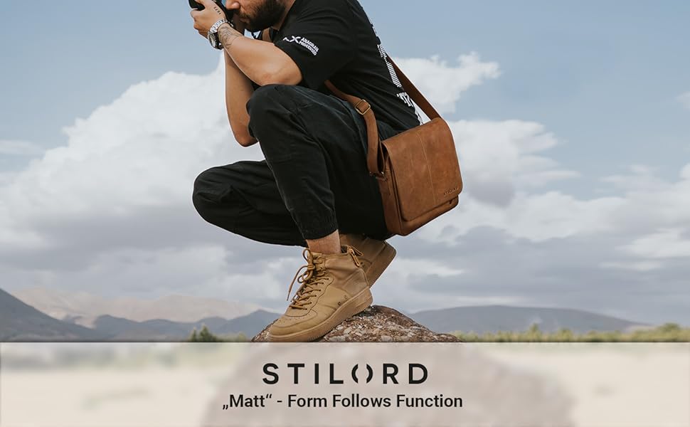 Чоловіча шкіряна сумка STILORD Matt, вінтаж, через плече, для iPad 9.7