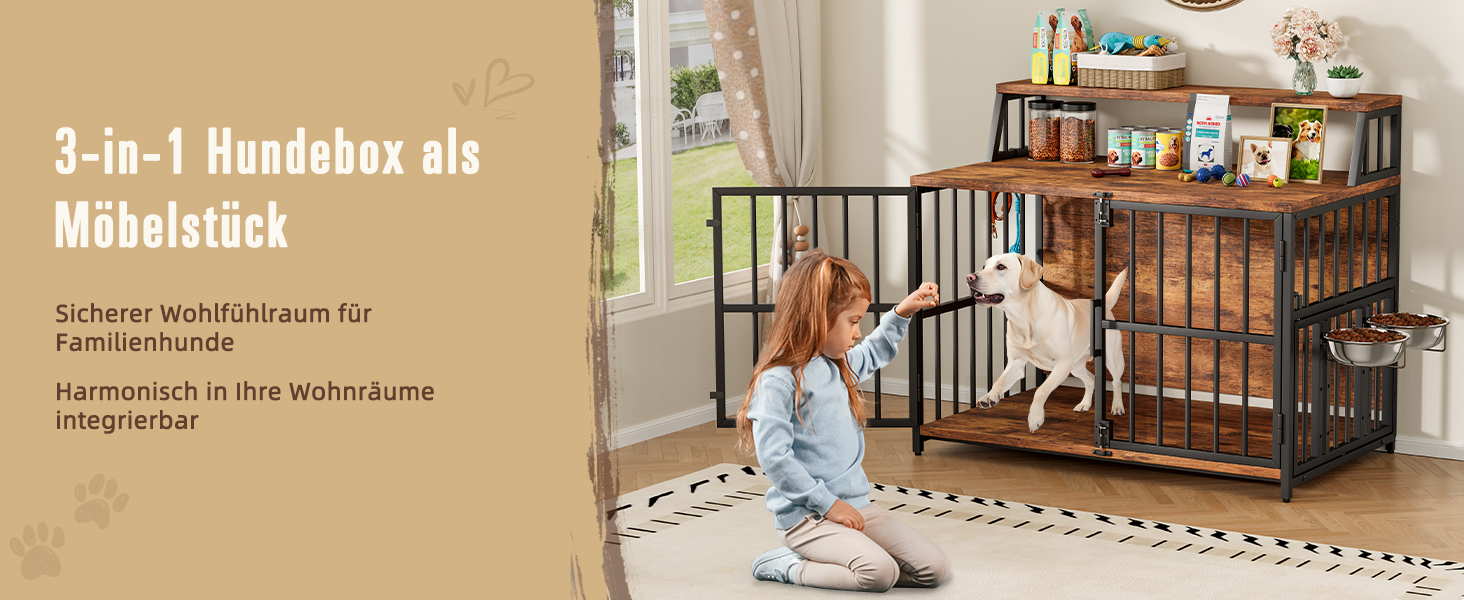 Будка для собак з дерева, 100x60x85 см, з годівницями, для собак до 35 кг, в стилі меблів