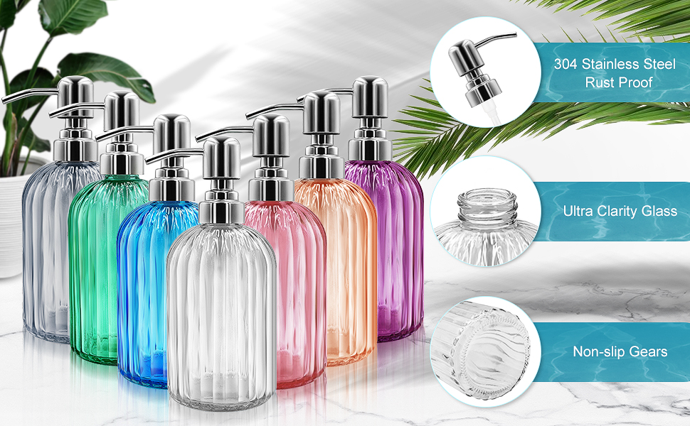 Набір дозаторів для мила 2 шт., 400 мл, скляні з нержавіючою сталею, для ванної, кухні, преміум-якість