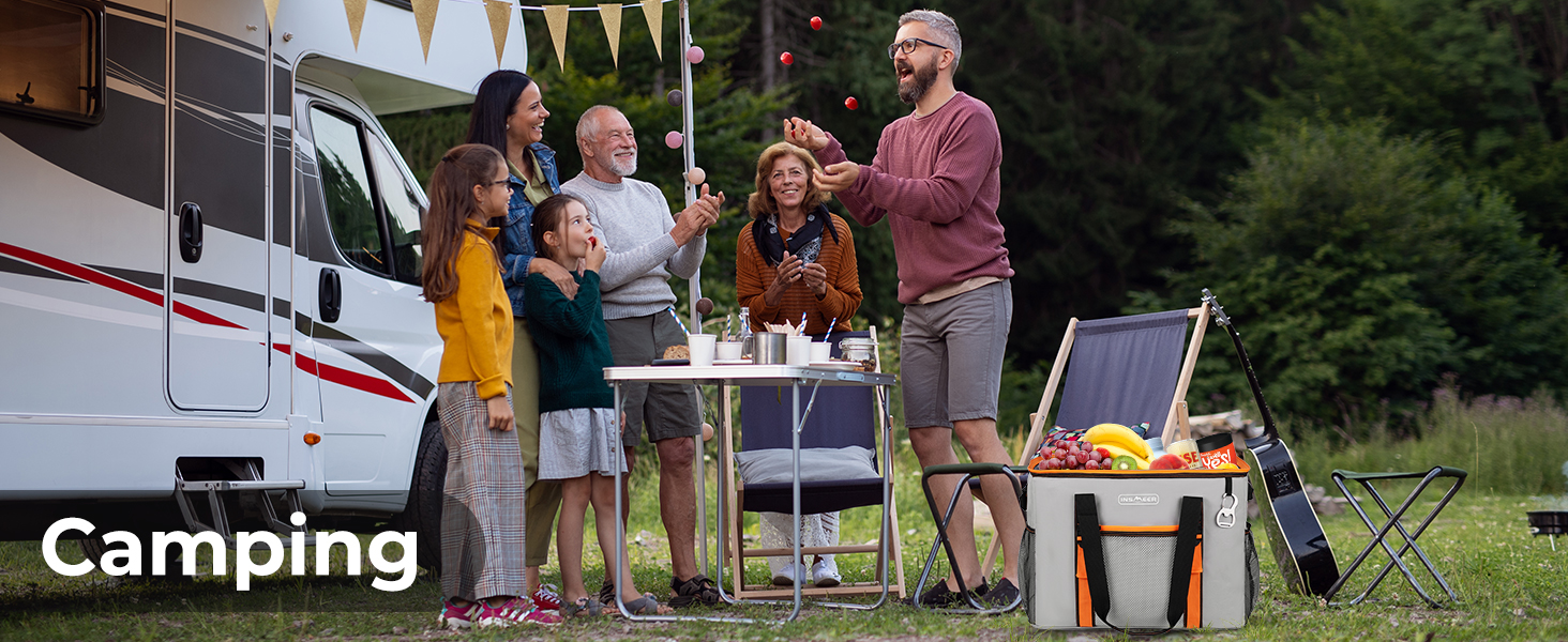 Сумка-холодильник INSMEER 50 л, 80 банок, сіра - для пікніка, кемпінгу, пляжу