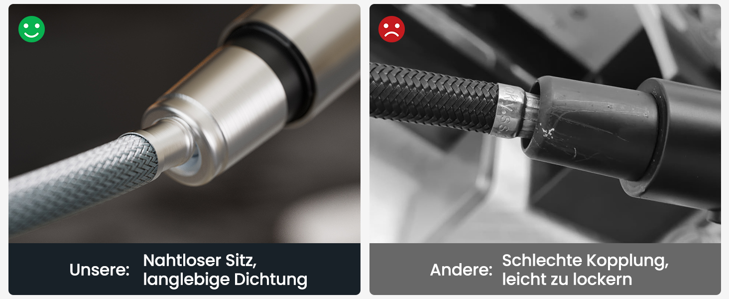 Змішувач для кухні CECIPA X203B чорного кольору з висувною лійкою, поворотний на 360°, з двома режимами струменя, нержавіюча сталь