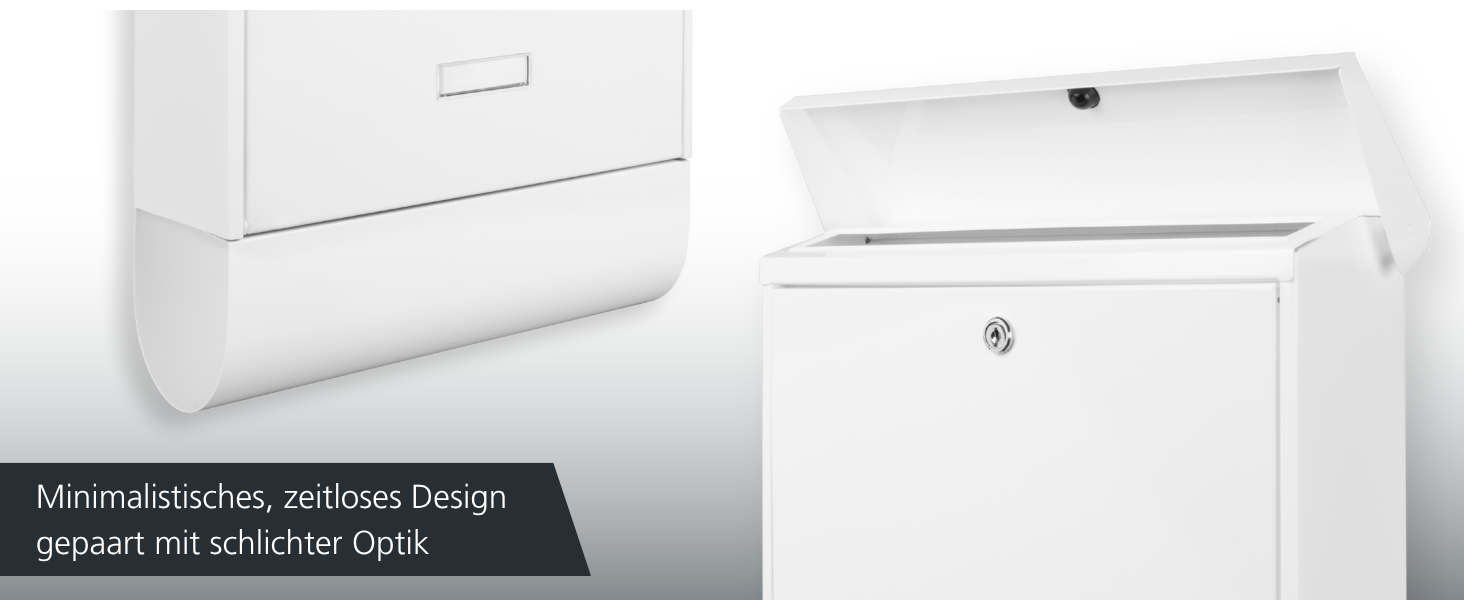 Поштовий ящик Burg-Wächter AMZ 2500 NI з газетницею та табличкою для імені, нержавіюча сталь, формат DIN C4, 2 ключі, білий