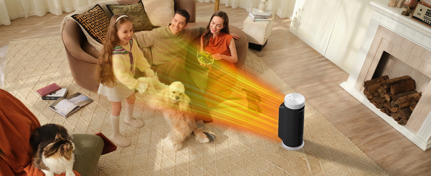 Розумний обігрівач з функцією охолодження, 1800W, WiFi, керування через додаток/Alexa/Google Assistant, для дому, офісу, спальні, чорний