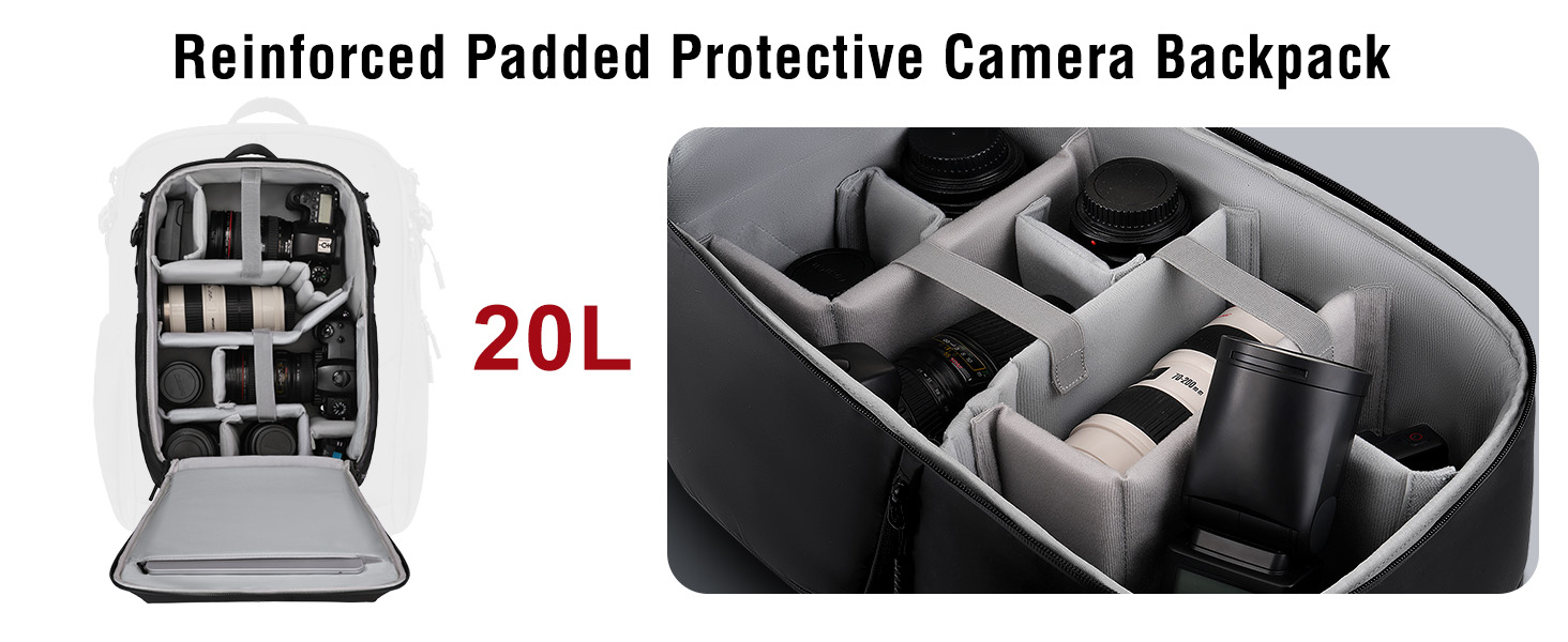 MOSISO Рюкзак для фотокамери, водонепроникний, для Canon/Nikon/Sony, з відділенням для ноутбука 16