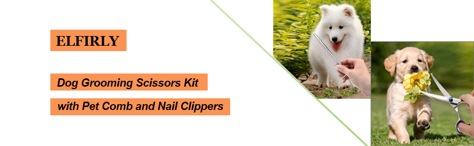Набір професійних ножиць для грумінгу собак, нержавіюча сталь, круглі кінчики, ножиці для розрідження, вигнуті ножиці, набір ножиць для стрижки шерсті домашніх тварин з інструментом для стрижки нігтів