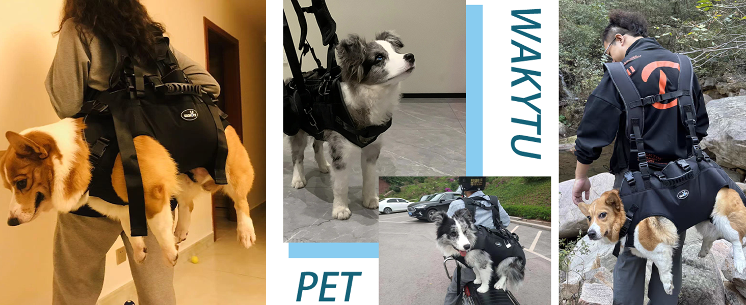 Сумка-переноска для собак великих порід Wakytu: переноска-рюкзак для собак з проблемами суглобів, травмами, літніх собак. Максимальна вага 30-40 кг, чорна, 4XL