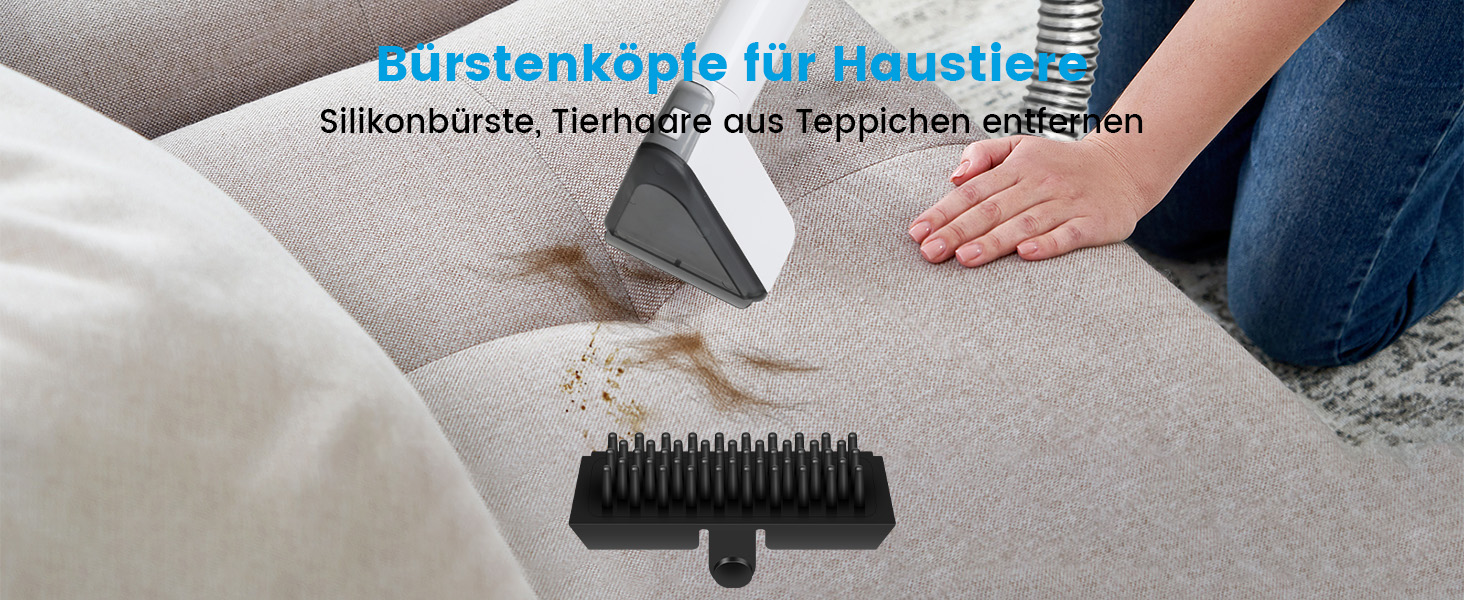 Апарат для чищення м'яких меблів та килимів: волого-пилосос, 450W, з щіткою для шерсті тварин. Підходить для диванів, килимів, автосидінь та сходів (біло-сірий)