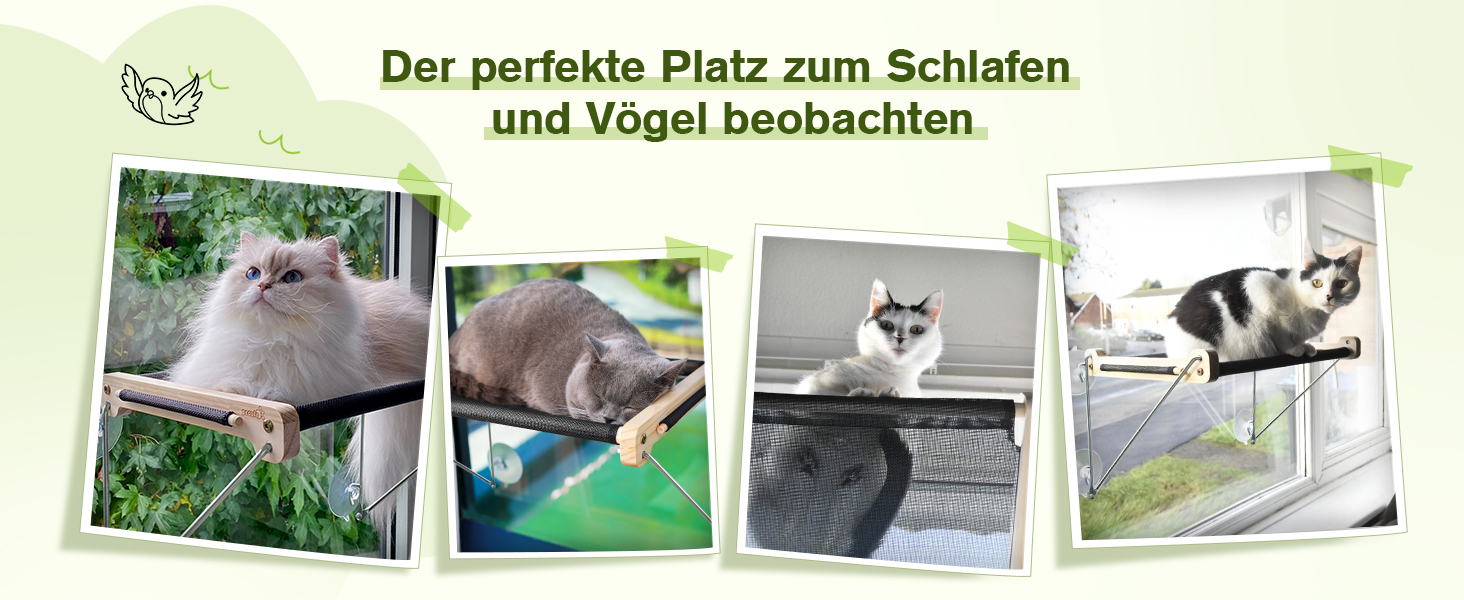 Ліжко-гамак для котів на вікно до 15 кг з масиву дерева та металу, 46 x 32 см