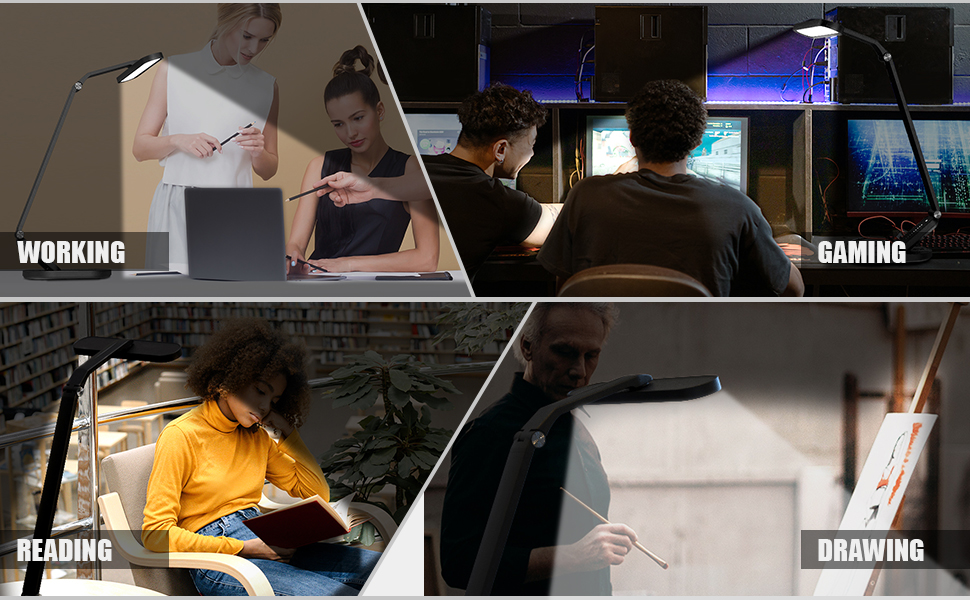 Торгова лампа JKSWT для догляду за очима, диммируемая, 5 режимів кольору, 72 LED, USB-порт, сенсорне керування, функція пам'яті, чорна