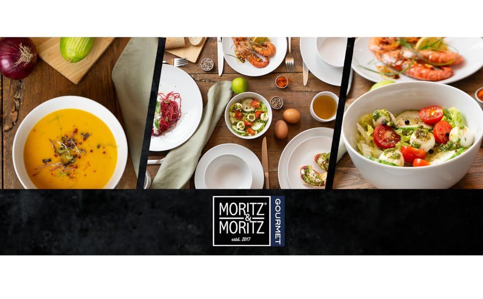 Набір салатників Moritz & Moritz BASIC, 6 шт. - діаметр 14 см, об'єм 500 мл - з якісного порцеляну, білий - для супів, салатів, десертів, мюслі