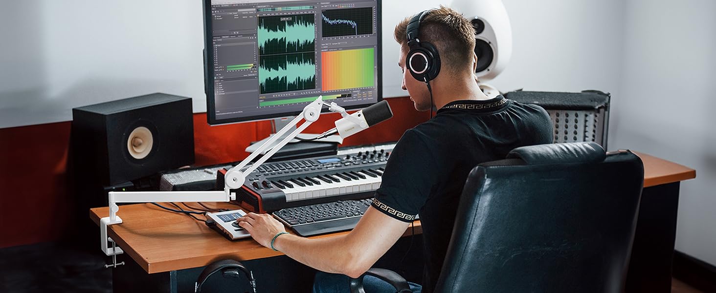 Кріплення для мікрофона TONOR T20LP: низькопрофільний кронштейн для геймінгу та подкастингу, регульований, сумісний з багатьма моделями