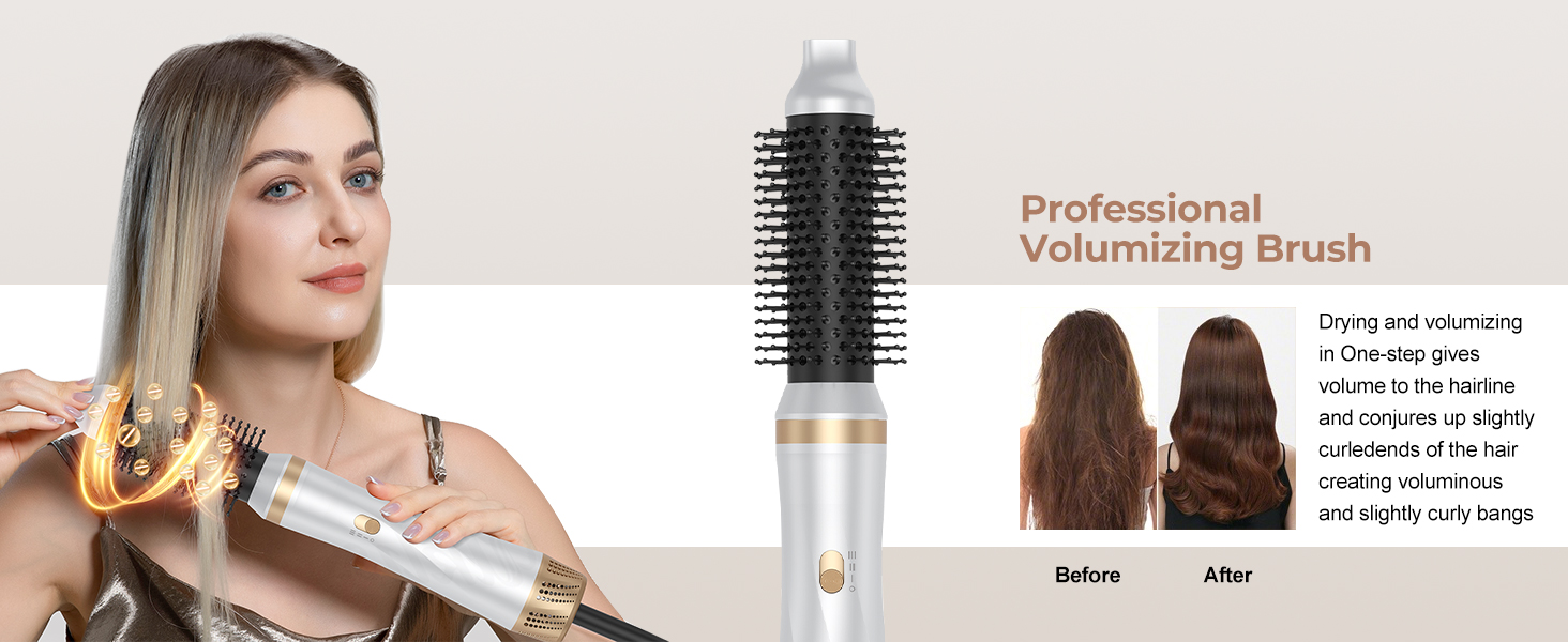 Набір для укладки волосся Souvik: щітка-фен, плойка, об'єм, сушка (білий)