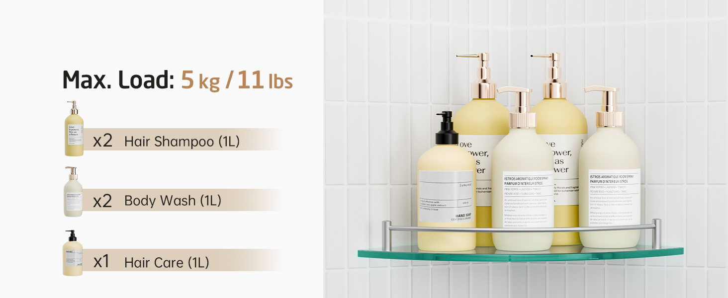 Скляна поличка для душу KES - 2 шт. з нержавіючої сталі (SUS304) для ванної кімнати