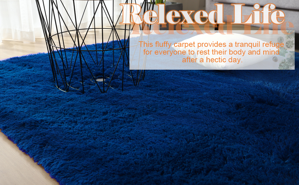 Килим для вітальні Gsogcax 120x160 см, пухнастий, з антиковзаючою основою, супер м'який, великий, для дому, сучасний декор, килим на підлогу (Темно-синій, 180x270 см)