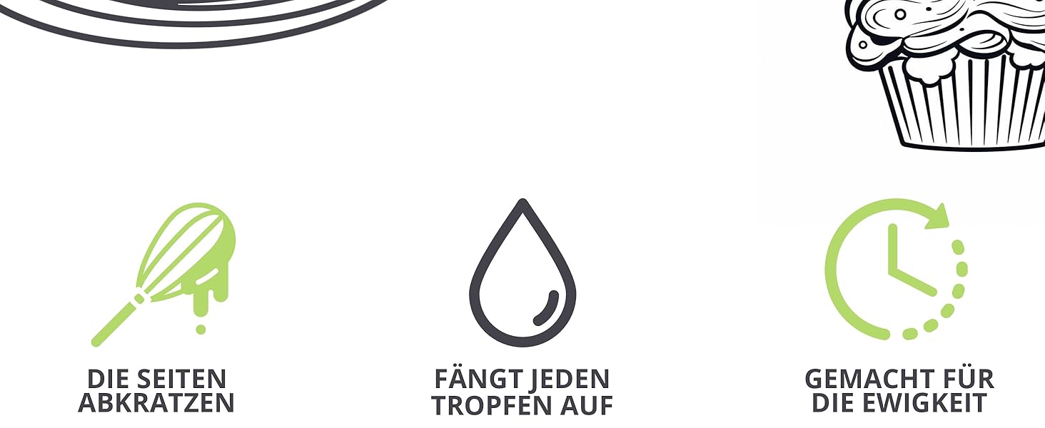 Віскер Oliver's Kitchen® з нержавіючої сталі з інтегрованим силіконовим скребком - ідеальний для випічки та приготування їжі. Спіральний віскер, зручна ручка, легко миється.