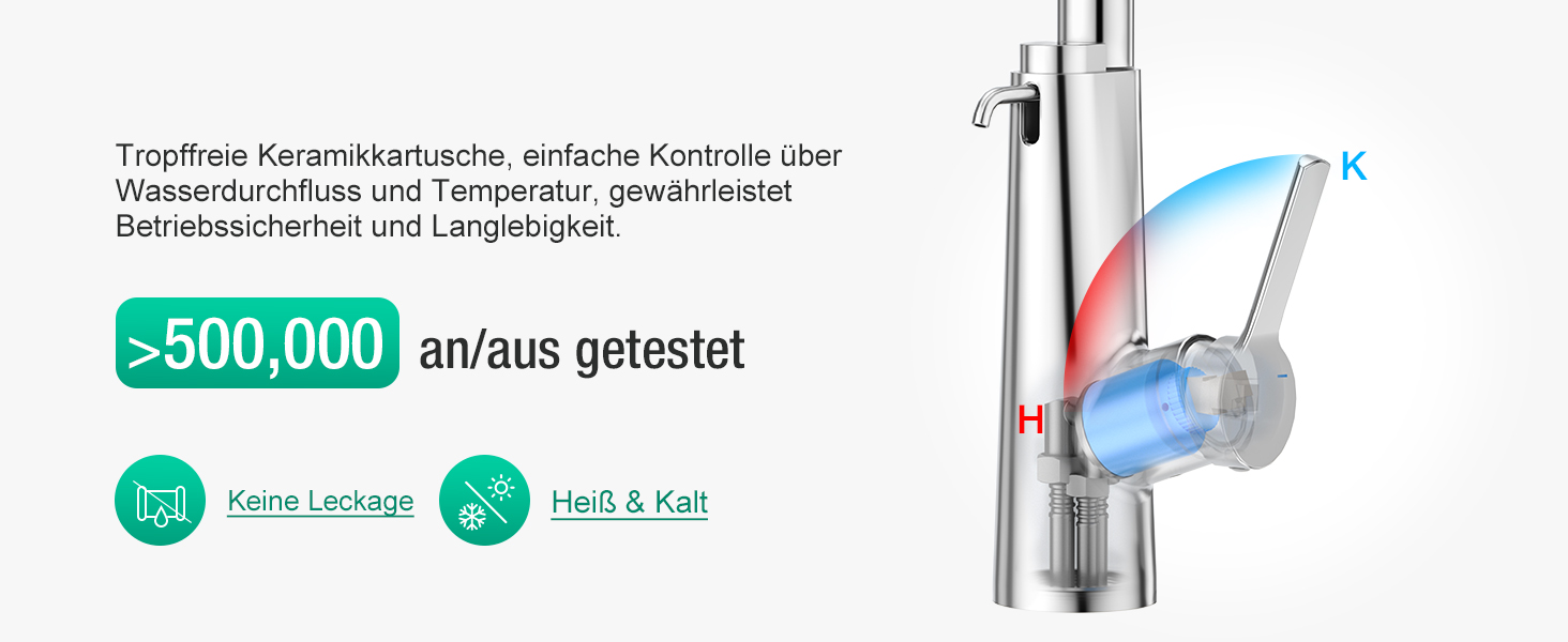 Кран кухонний водопровідний CREA Wasserfall висувний з дозатором мила, нержавіюча сталь, 360° обертання, 4 режими, хром