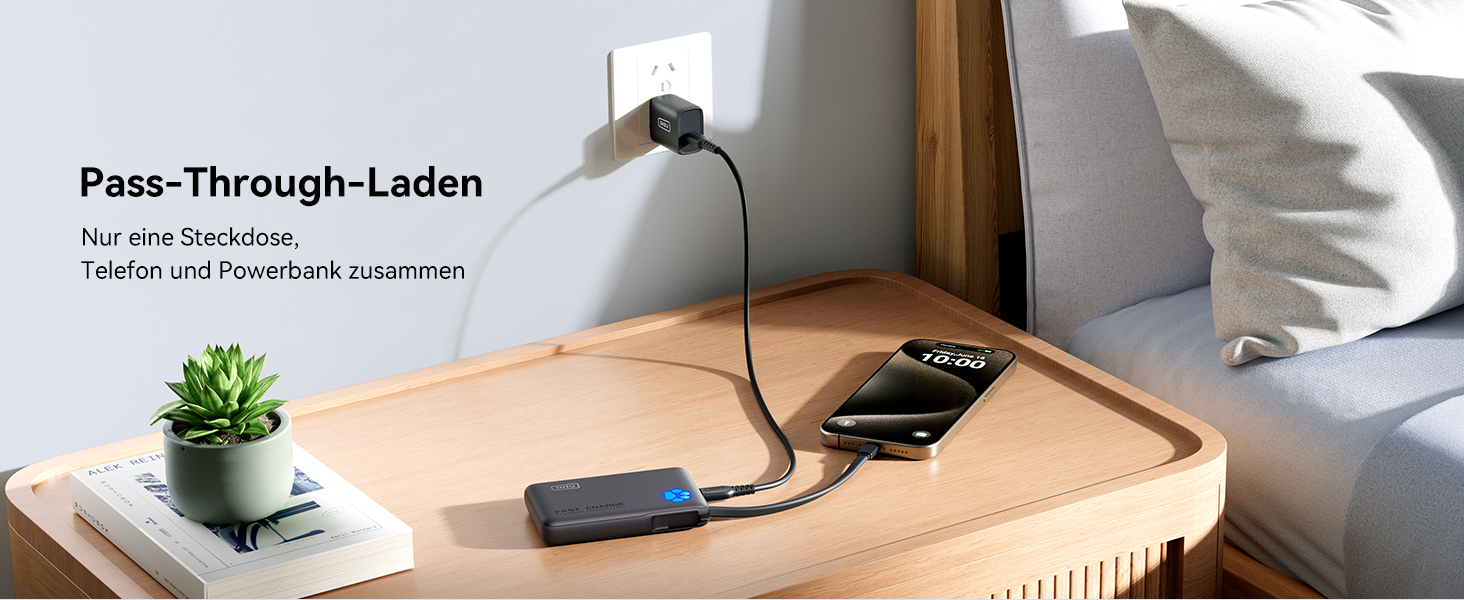 Power Bank INIU 10000mAh 20W з USB-C кабелем, PD3.0/QC4.0, для iPhone/Samsung/iPad (Червоний)