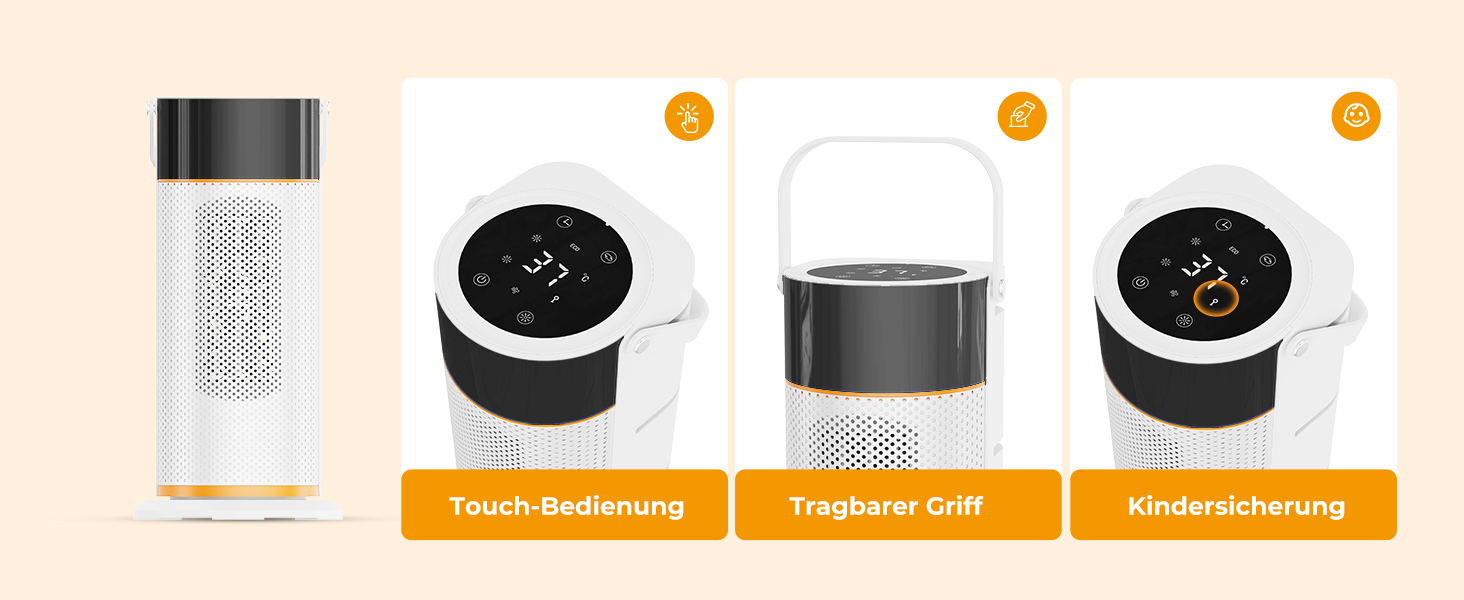 Електричний обігрівач 2000W з PTC-керамічним нагрівачем, тихий, з пультом керування, таймером, поворотним механізмом 70°, LED-дисплеєм для офісу, спальні, ванної кімнати, дому (білий)